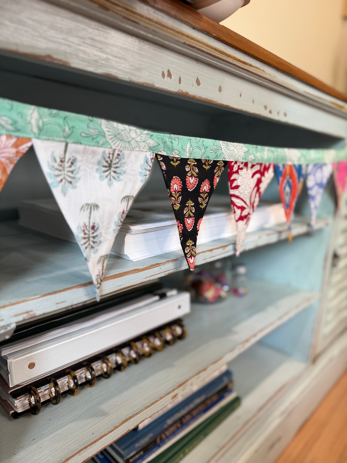 Quilted Pennant Banner | 84" Fabric Garland | Multi-Color