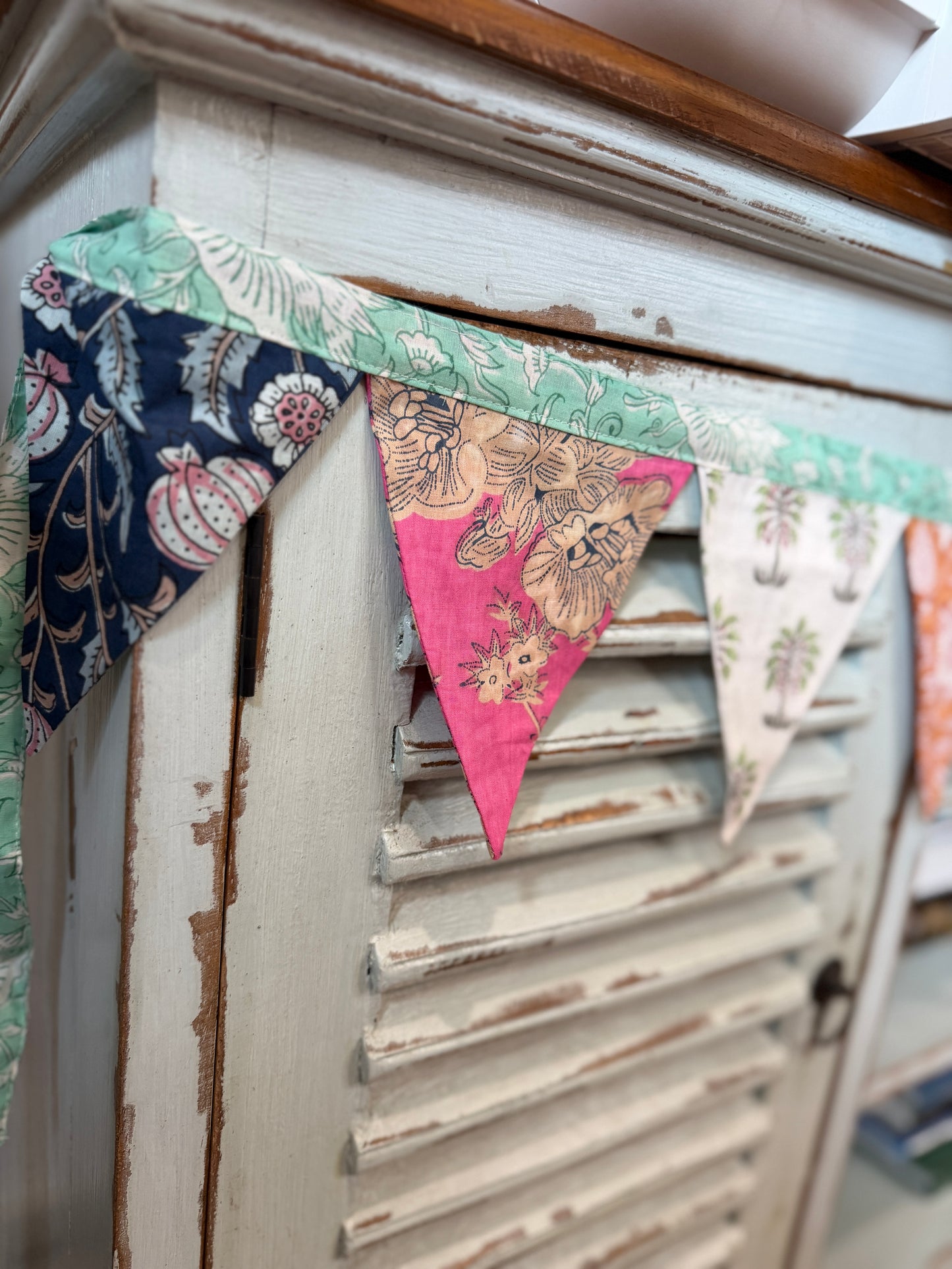 Quilted Pennant Banner | 84" Fabric Garland | Multi-Color