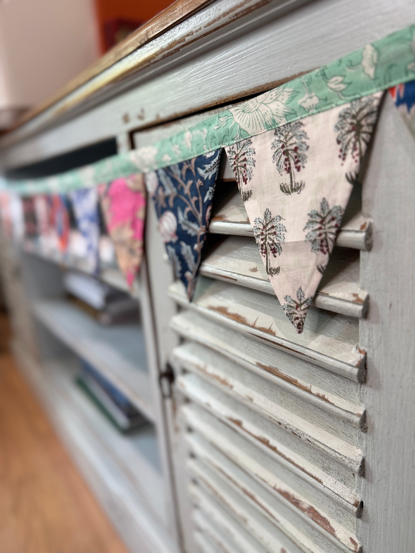 Quilted Pennant Banner | 84" Fabric Garland | Multi-Color