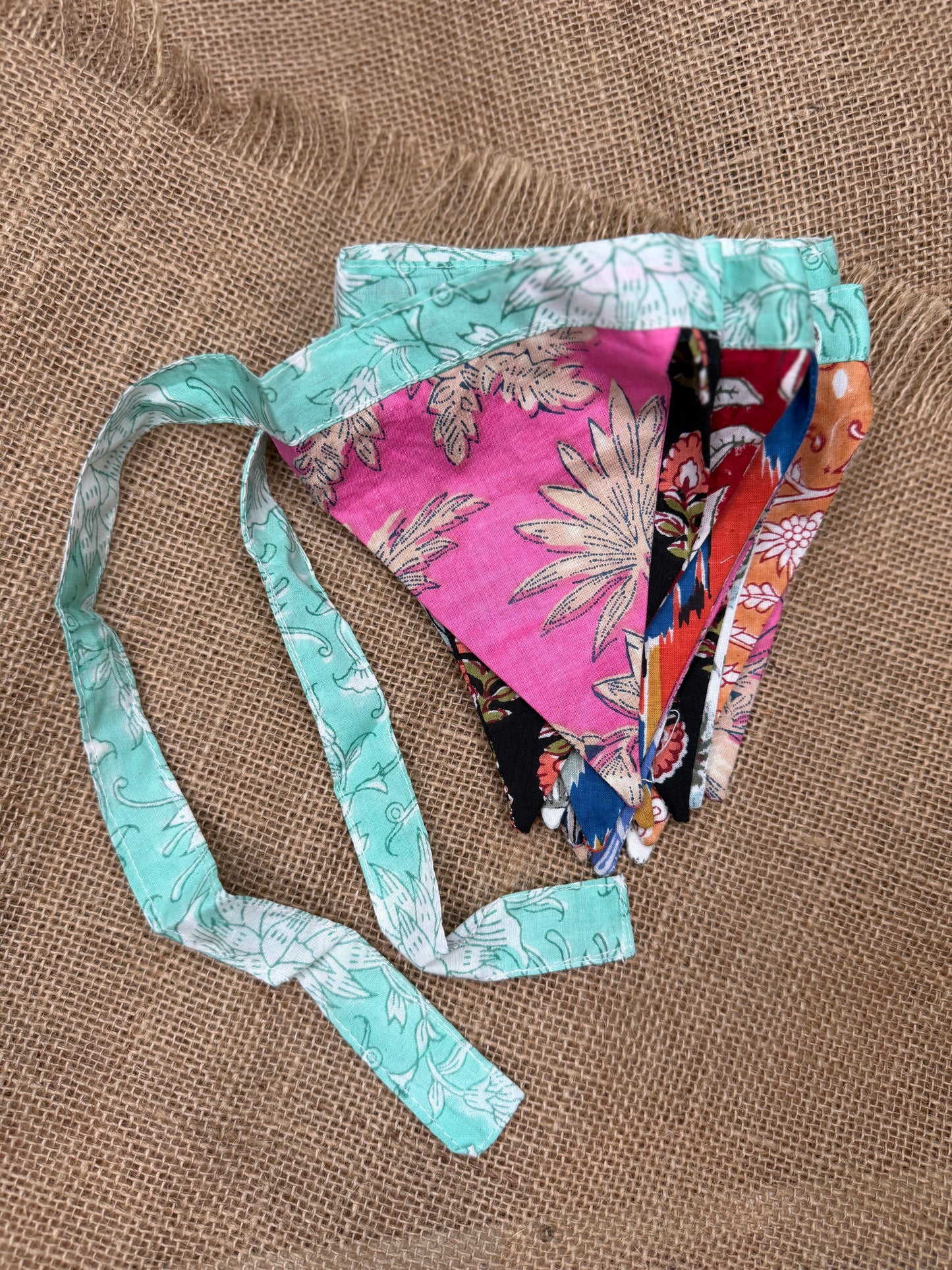 Quilted Pennant Banner | 84" Fabric Garland | Multi-Color