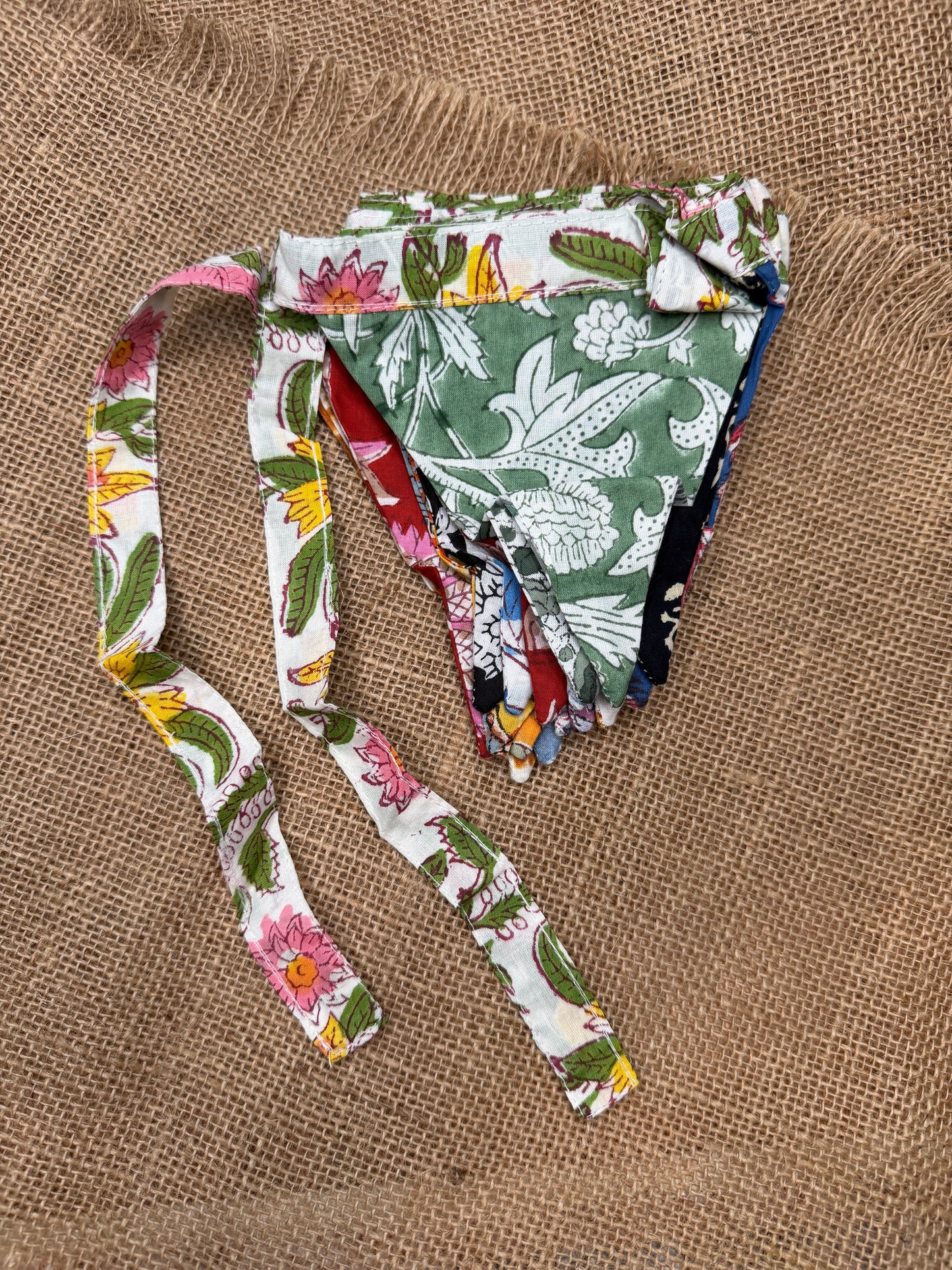 Quilted Pennant Banner | 84" Fabric Garland | Multi-Color