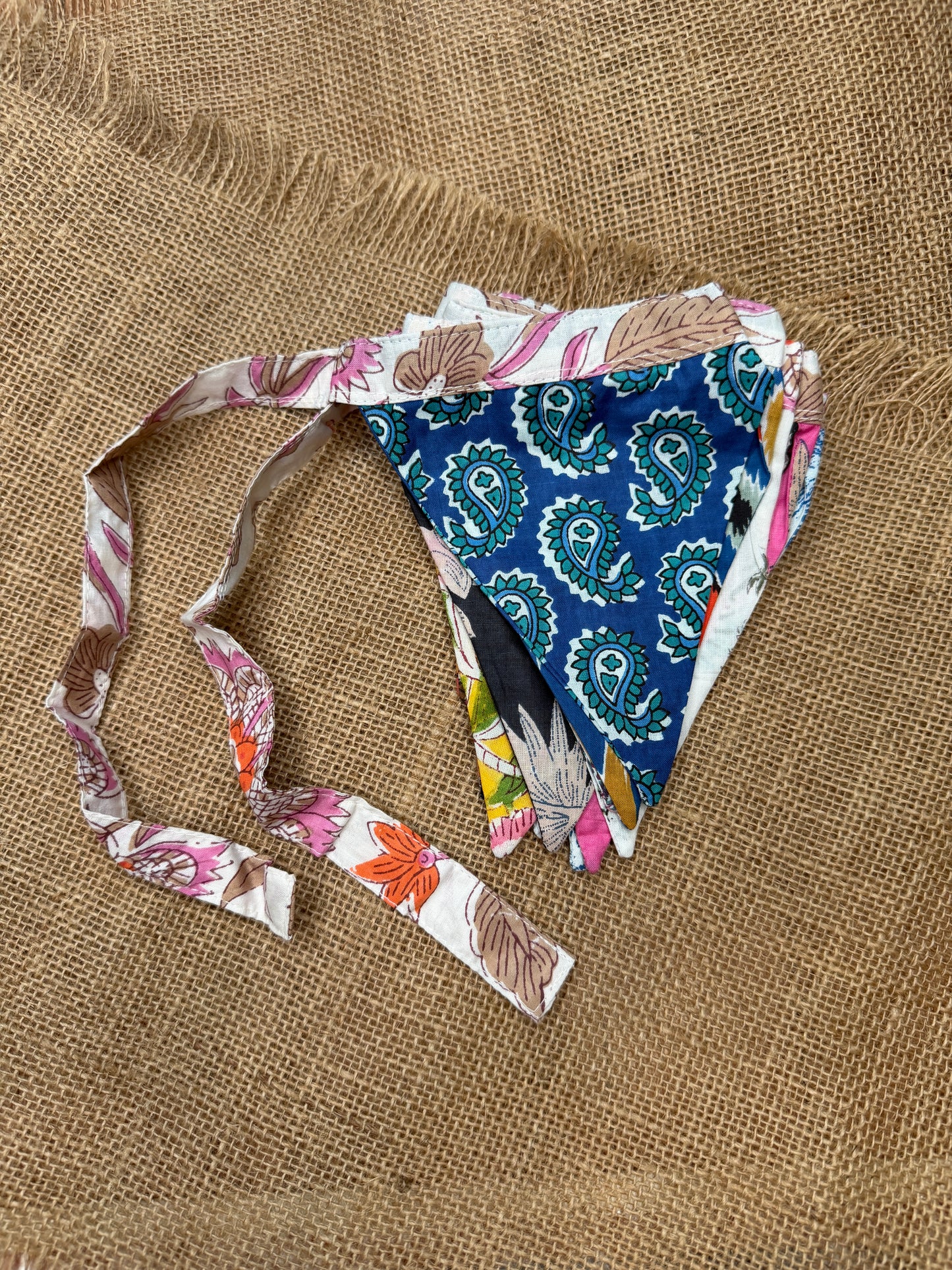Quilted Pennant Banner | 84" Fabric Garland | Multi-Color