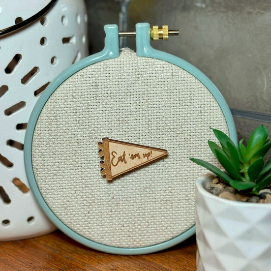 Charming Pennant Needle Minder - Eat 'em up!